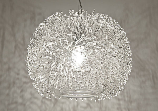 "Sea Urchin nickel spherical pendant light from Terzani with Swarovski crystals