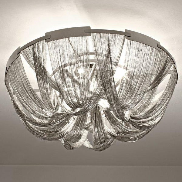 "Soscik"  gold, bronze, or nickel 100 cm modern metal  flush ceiling light from Terzani