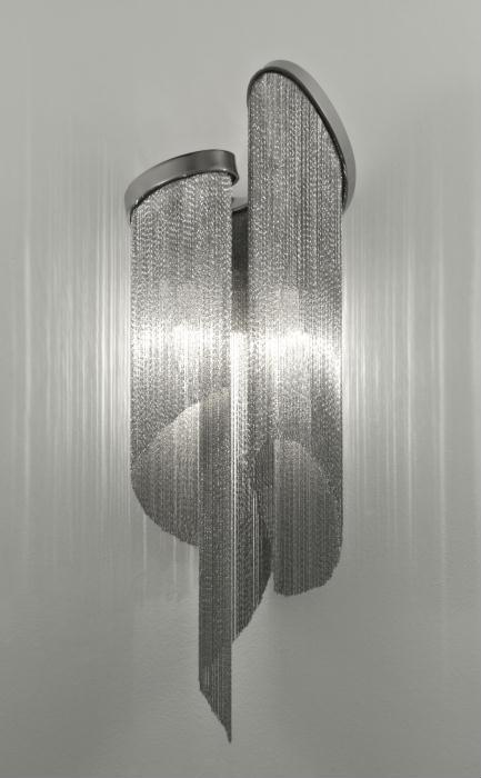 Stream nickel, gold or black nickel cascading wall light from Terzani