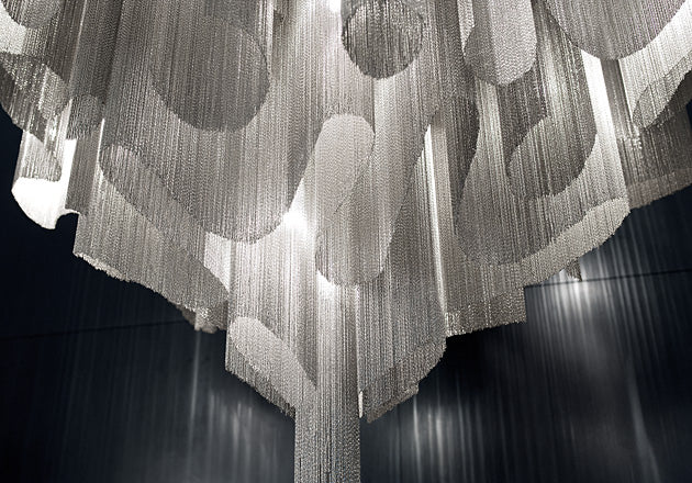 "Stream" 60cm nickel waterfall ceiling light from Terzani