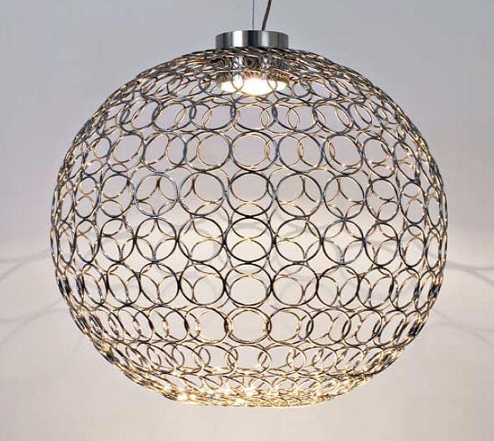 Impressive Modern gold or nickel G.R.A ceiling globe pendant from Terzani