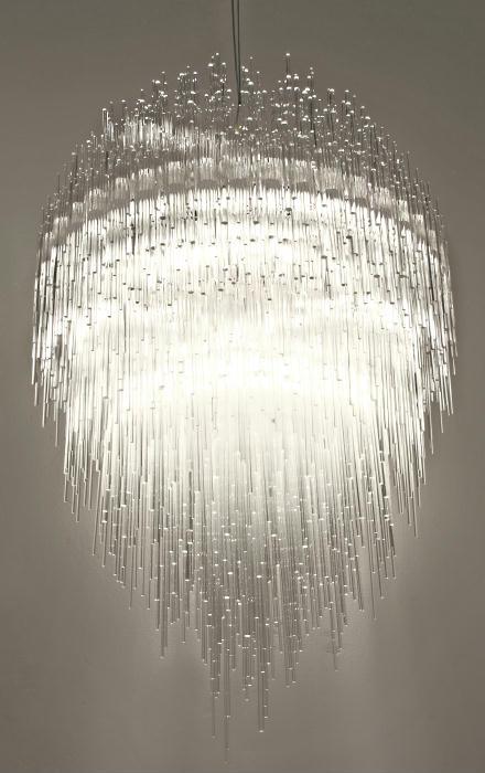 Spectacular "Iceberg"  suspended ceiling light by Terzani with sparkling plexiglass tubes