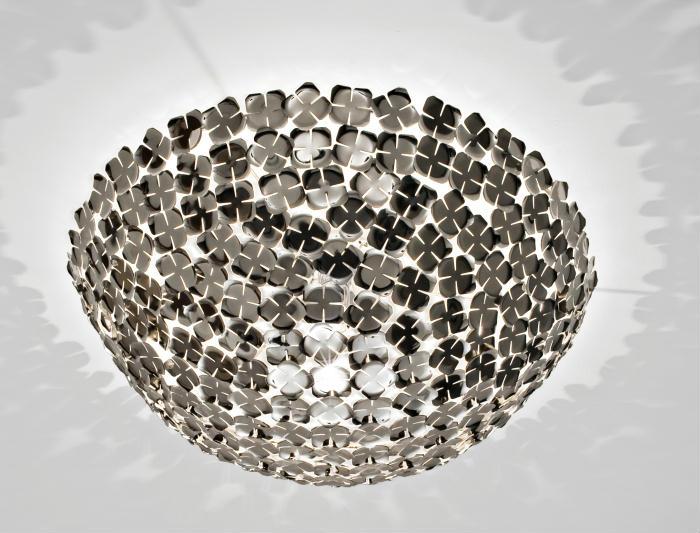 Orten'zia nickel or gold-plated half-sphere flush ceiling light from Terzani