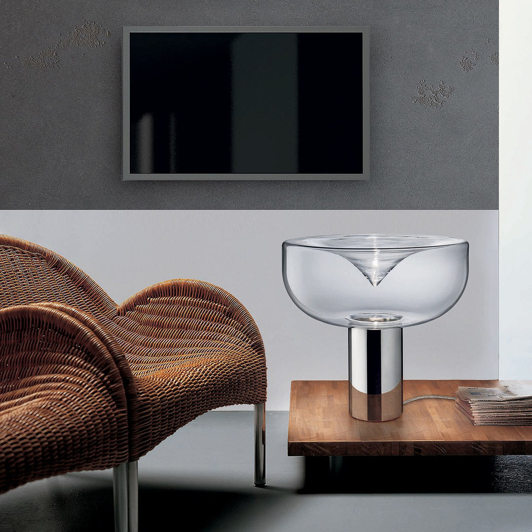 Clear Italian glass table lamp based on an original 60s design