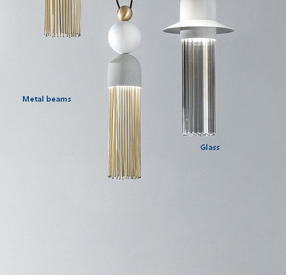 Modern three-light tassel-style pendant light from Italy in 4 colors