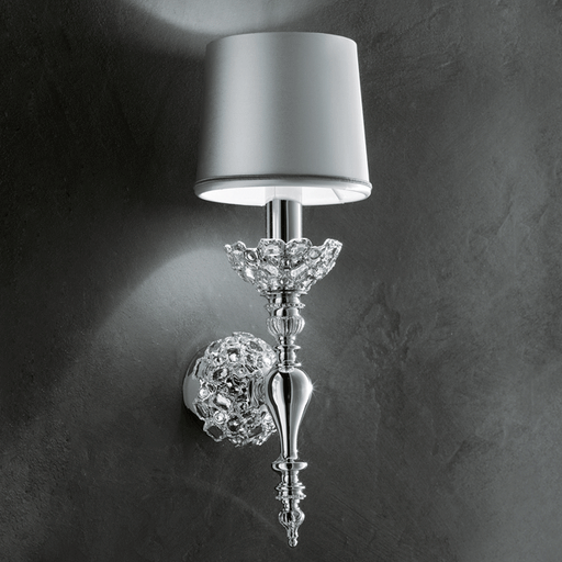 Stylish silver-plated classic Italian wall light with embedded crystals