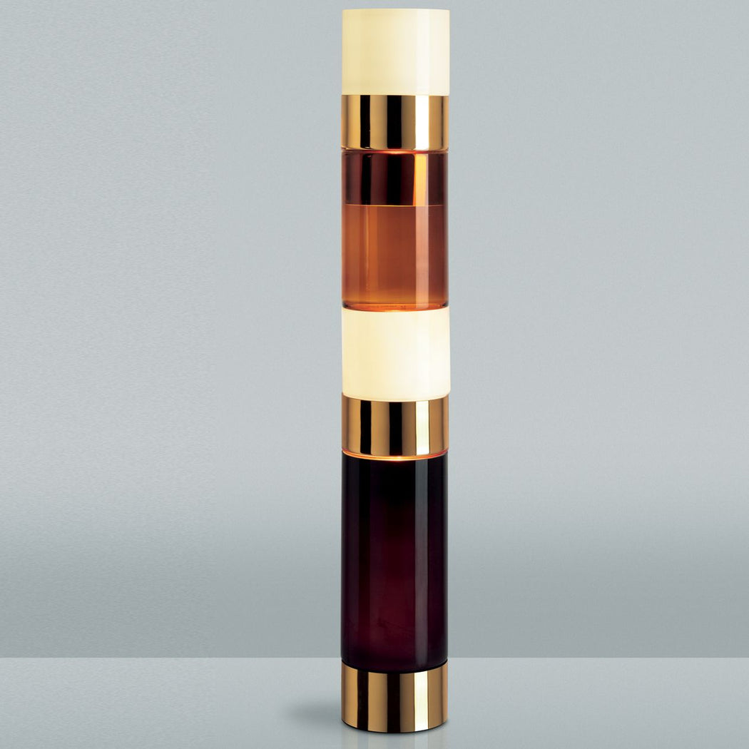 Unusual modern Venetian glass pillar lamp in rich warm brown & gold tones