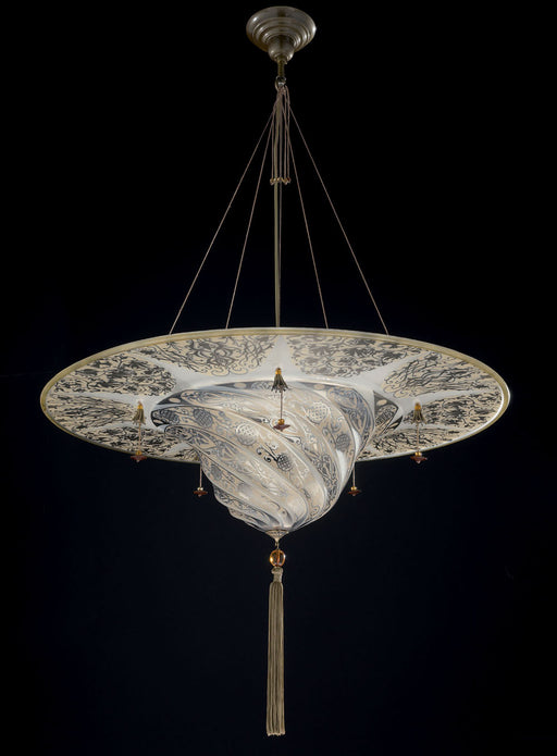 Fortuny style Murano glass ceiling pendant with glass beads
