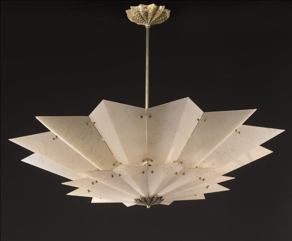 Fortuny style Murano glass ceiling light with gold design