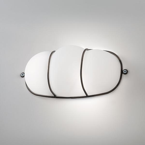 modern oval bulkhead-style wall light in white Murano glass