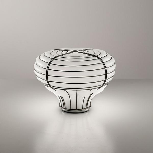 Modern Venetian cage-style table lamp with white Murano glass diffuser