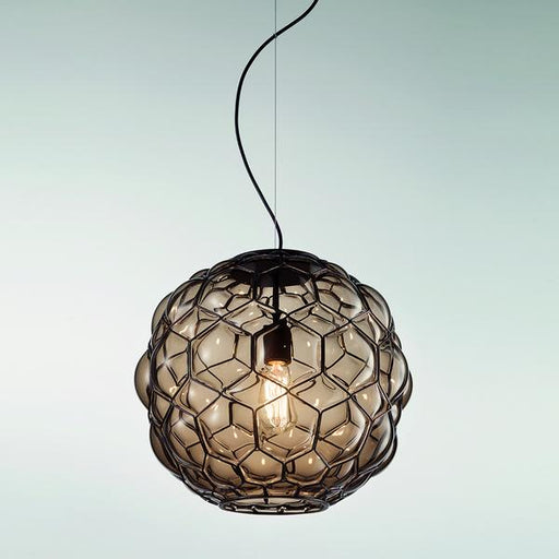 Stunning grey or amber Murano glass pendant light, 15" in diameter