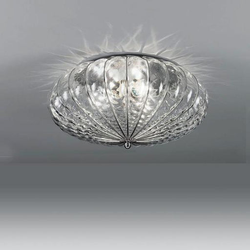 Impressive clear Venetian flush ceiling light in balloton glass in 3 sizes