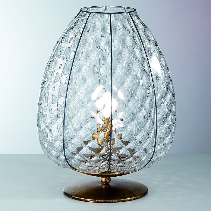 Murano balloton glass baloton table light with gold leaf base