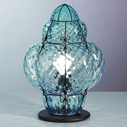 Classic Venetian baloton glass table lamp  in clear, aqua, or amber