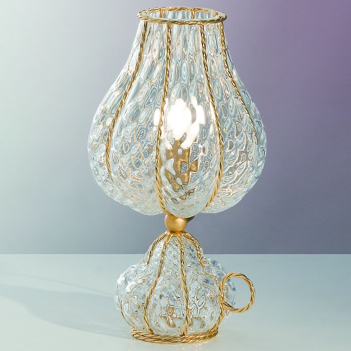 Clear baloton cristallo glass table light with gold frame