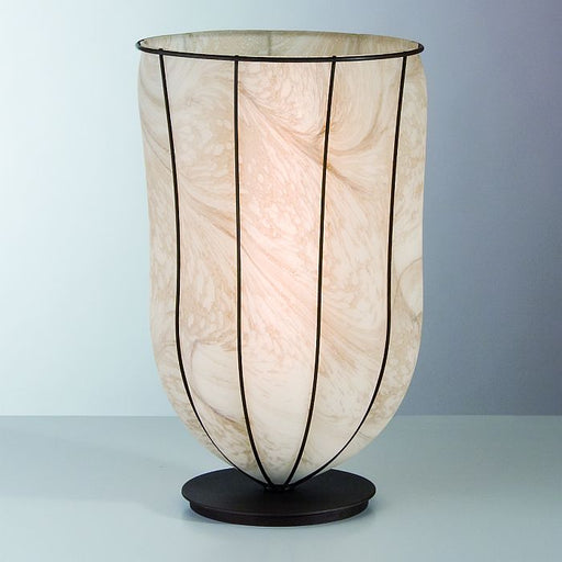 Pale brown marbled alabaster Venetian table light