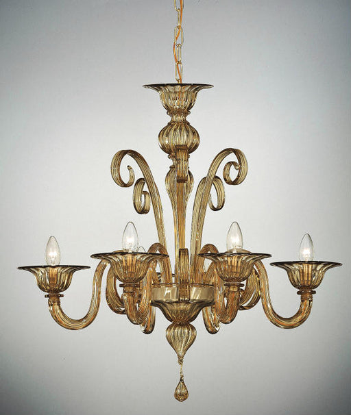 Classic Six light Murano glass chandelier with custom color options