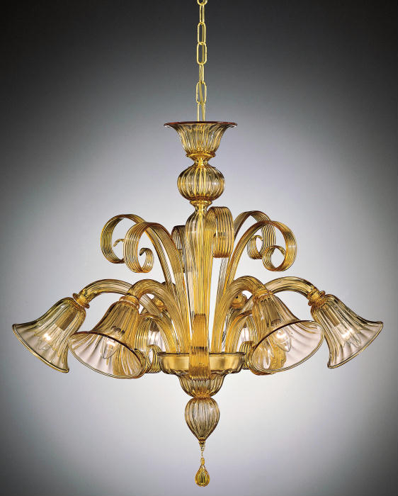 Classic amber Venetian glass chandelier in amber and other bespoke colours