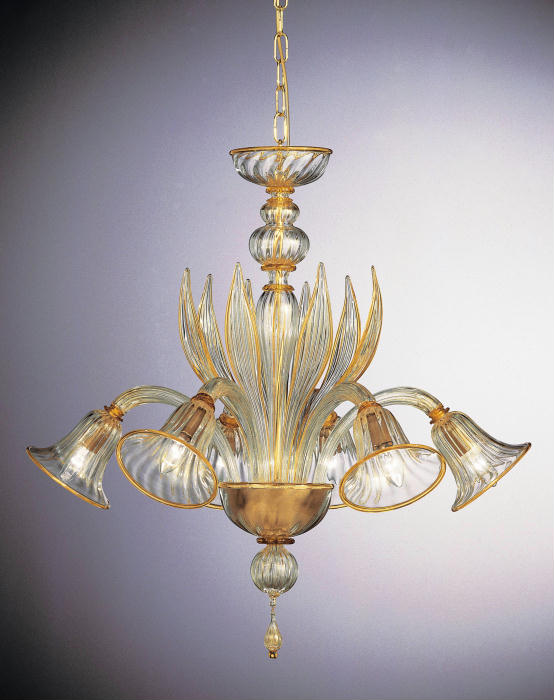 Stylish class Venetian chandelier with amber and 24 carat gold and custom options