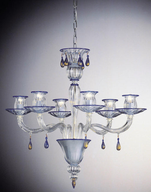 Super-stylish clear Murano glass chandelier with 24 carat gold and custom color details