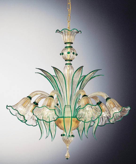 Elegant traditional Murano chandelier with details in custom colors