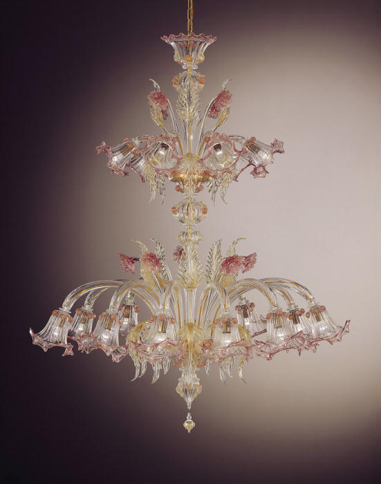 1.5 metre 16 light Murano glass flower chandelier in custom colours
