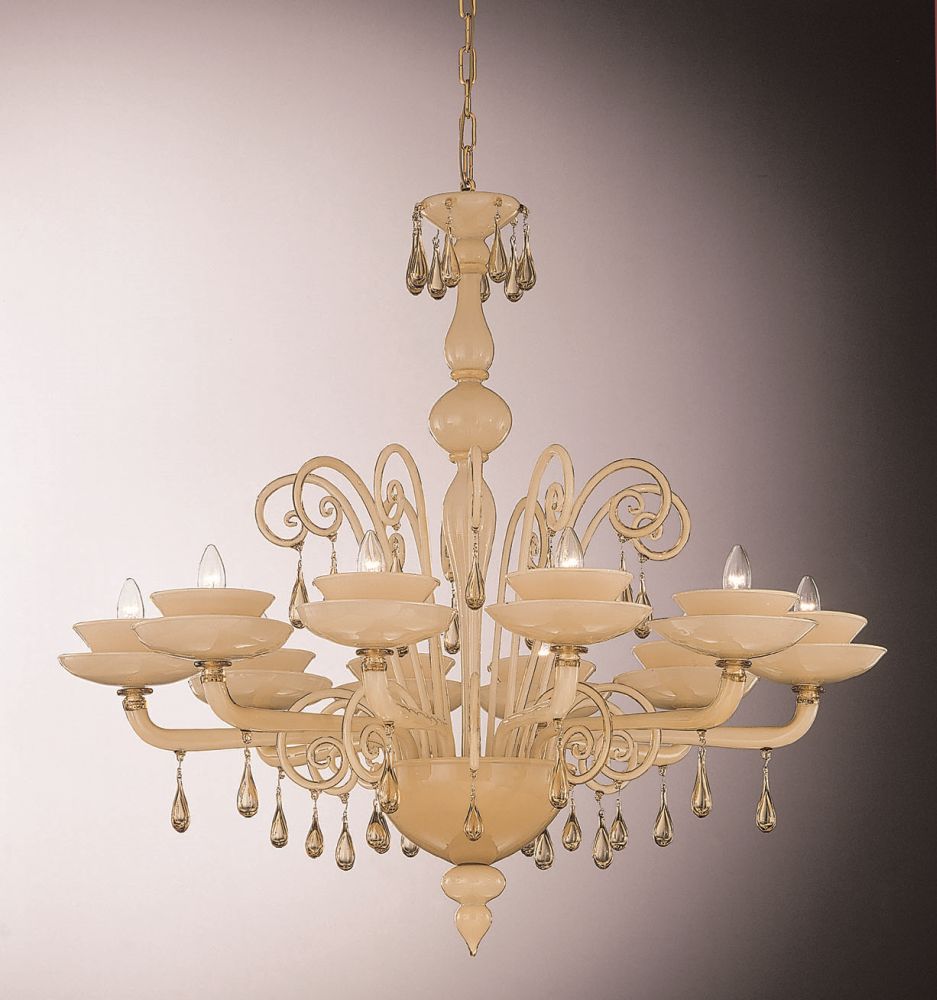 Lovely smoked incamiciato Murano glass chandelier with ten lights