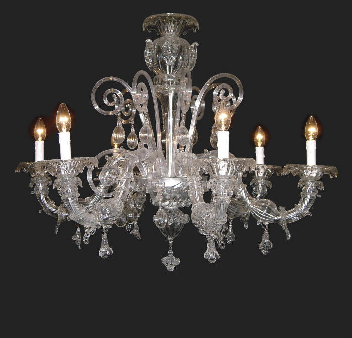 Decorative clear Rezzonico chandelier for rooms with low ceilings