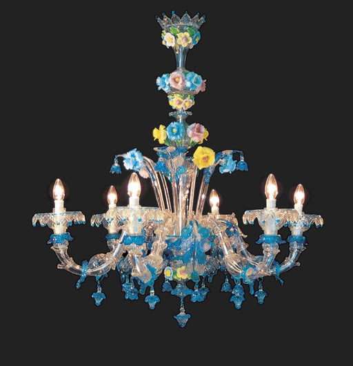 Modern Rezzonico style Venetian chandelier with flowers in custom colors