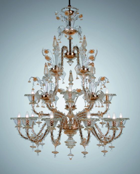 Impressive large Murano Rezzonico chandelier in custom colours