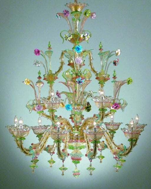 Decorative Venetian chandelier with pretty Murano glass flowers