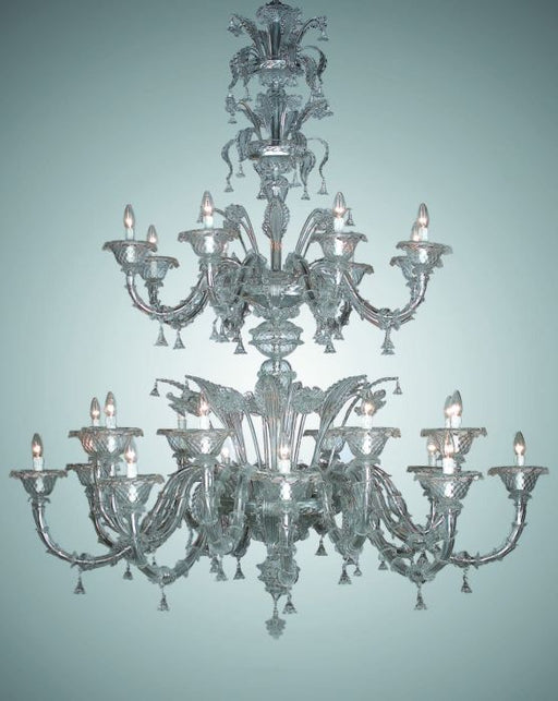 Majestic two metre tall clear Murano glass chandelier with 24 lights