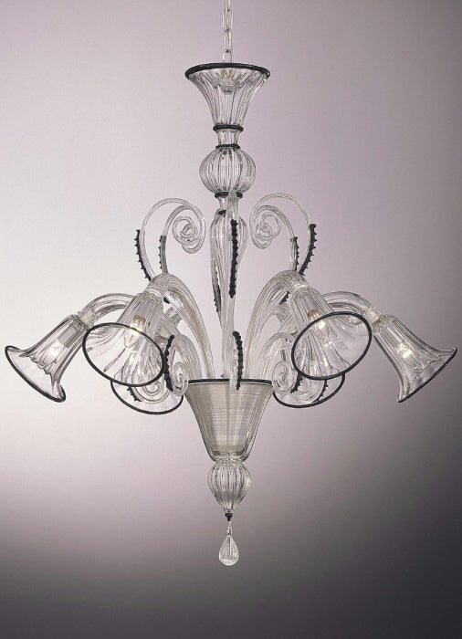 Lovely classic Murano glass chandelier with bell-shaped diffusers in custom colors