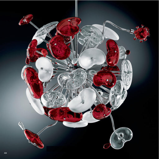 Modern hand-blown Murano glass chandelier in bespoke colors.