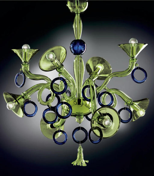 Quirky and unusual modern art glass chandelier in custom colors