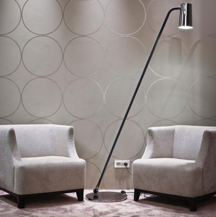 High-end Italian bronze or chrome floor lamp with  silk rope detail