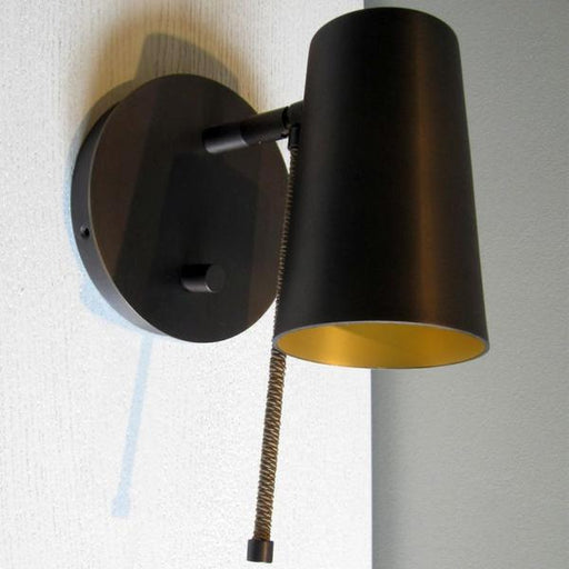High-end  bronze or chrome wall light with silk rope detail and gold interior