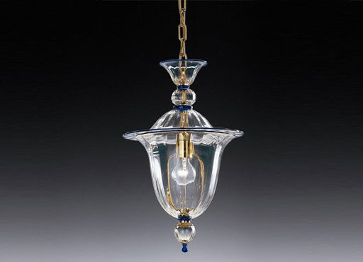Smoked or clear Italian glass ceiling lantern with gold or chrome frame