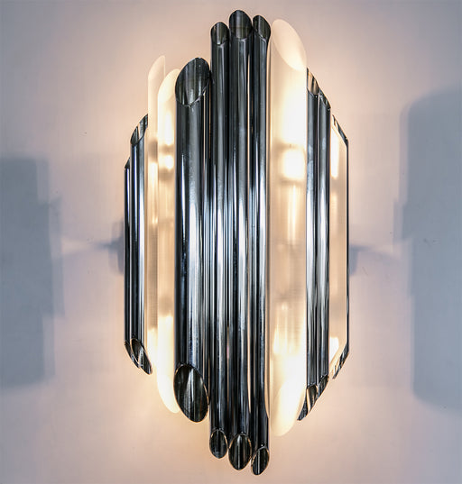 Large sculptural modern wall light with Plexiglass "pipes" in chrome or bronze
