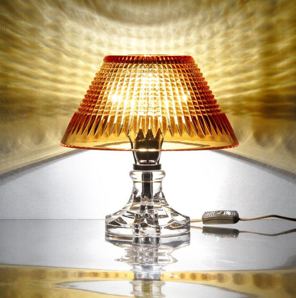 Amber, clear, pink, green, or blue  Venetian table light with crystal switch