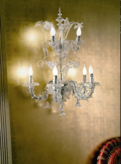 Large decorative classic Murano glass wall light in the Rezzonico style