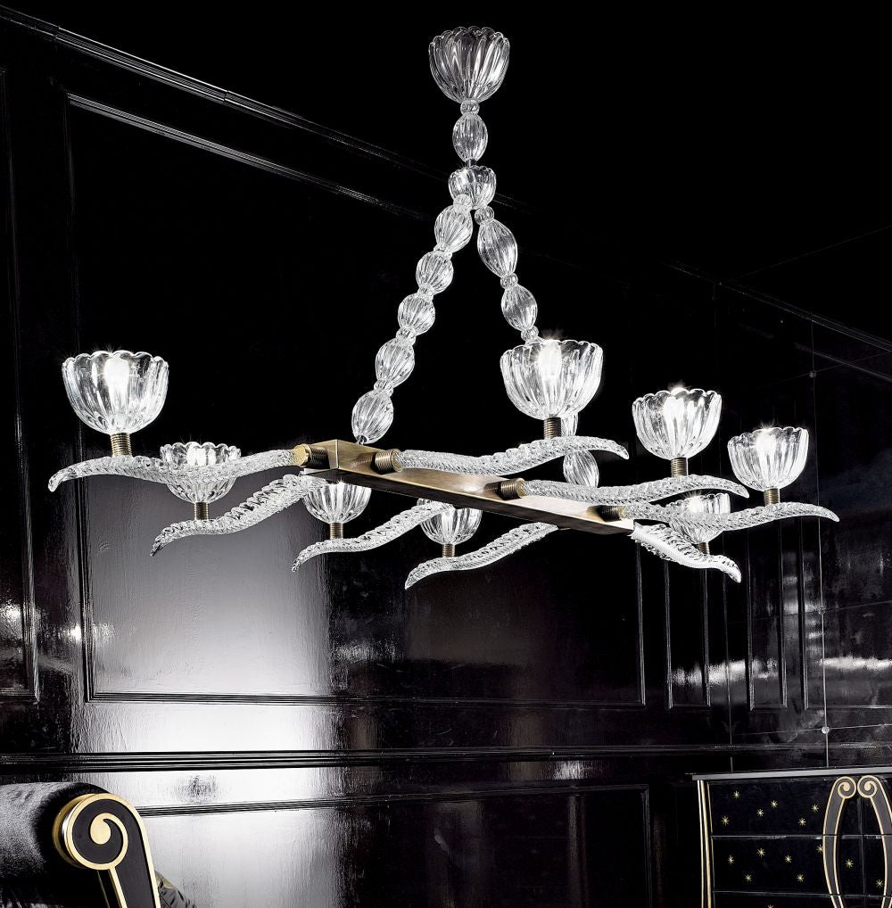 Elegant and very impressive Venetian glass dining room chandelier