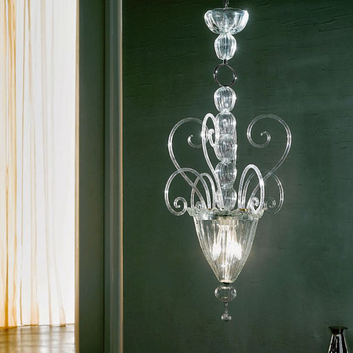 Imposing large hand-blown Venetian glass stairwell light