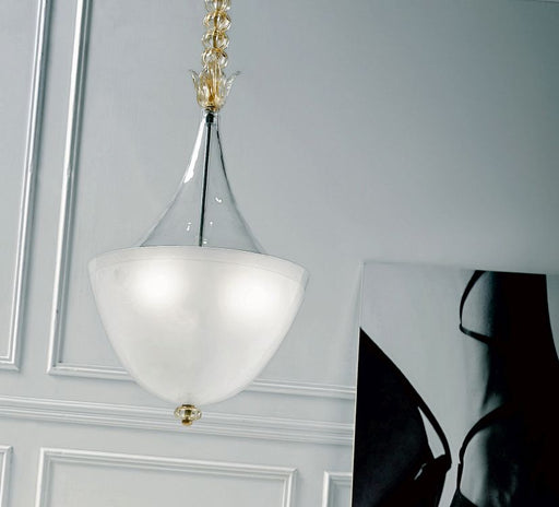 Stylish large Venetian pendant light with Murano glass decoration