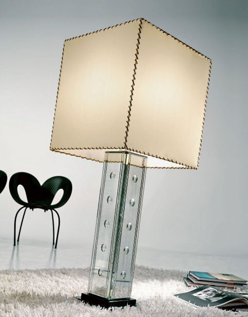 Beautiful tall high end Venetian mirrored table lamp with shade