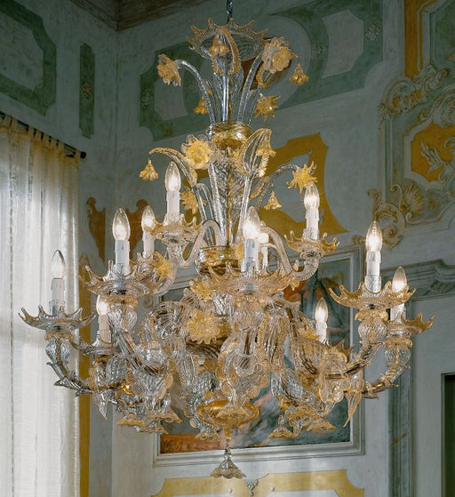 Spectacular large 12 light Murano glass Rezzonico chandelier