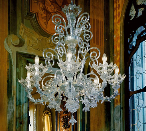 Decorative high end Venetian glass chandelier with 8 lights