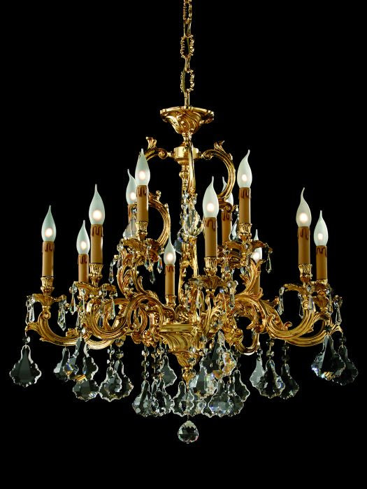 Italian brass and crystal chandelier with 12 lights