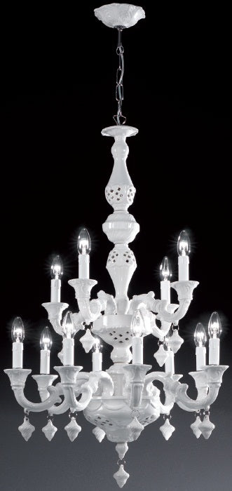 Two tier white porcelain chandelier with matt or gloss finish